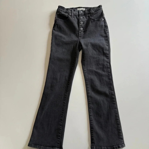 Madewell Denim - Madewell- Cali Demi Boot- Black Denim- Button Fly- Women’s 25